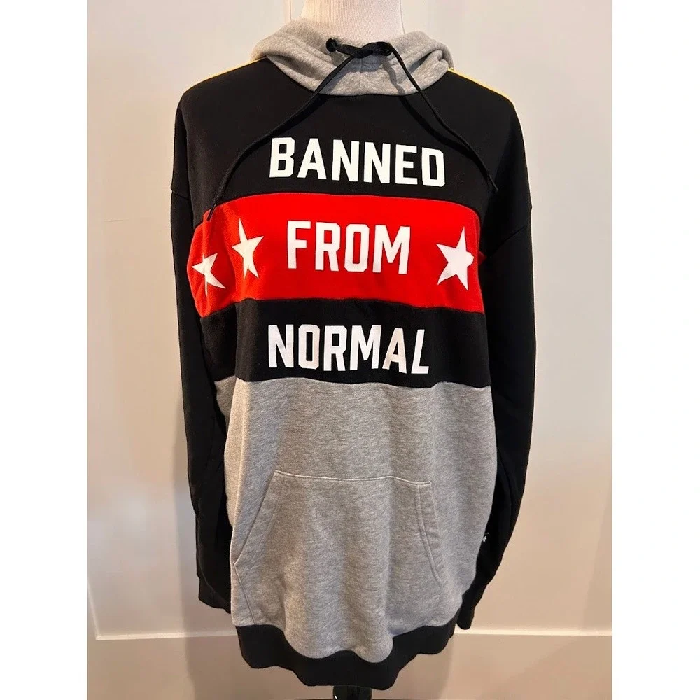 Adidas‎ Rita Ora Banned From Normal Hoodie Black Grey Red Tiger Trefoil XL